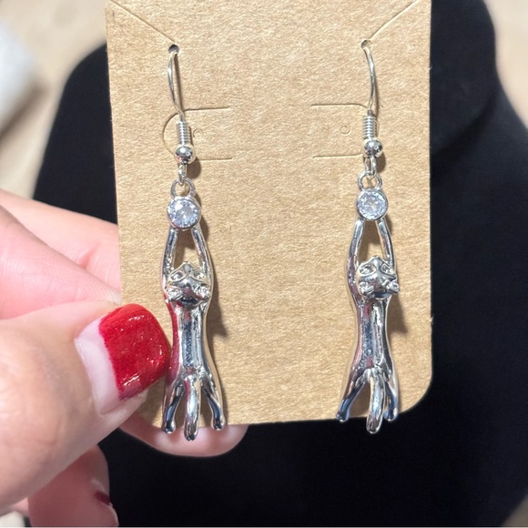 Cute Hanging Cat Dangle, Hook Earrings - Super Cute Kitty Cat Earring - Picture 12 of 13